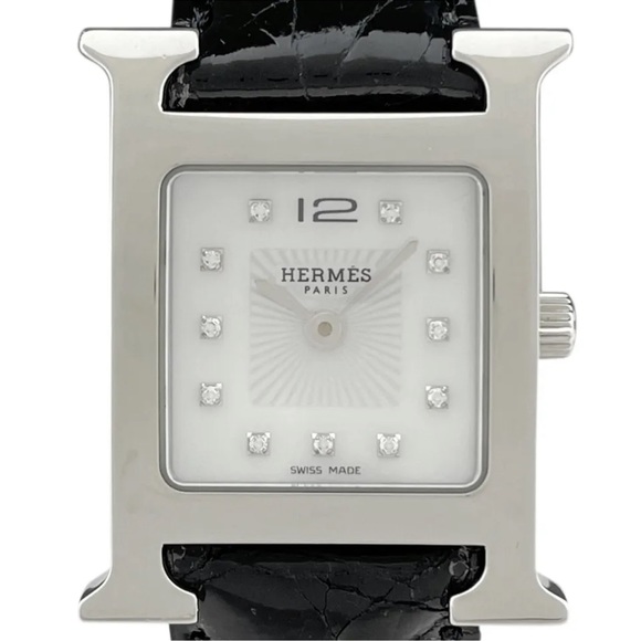 Hermes H watch, Black with diamonds,! 100%authentic, box and paperwork included. - Picture 7 of 9